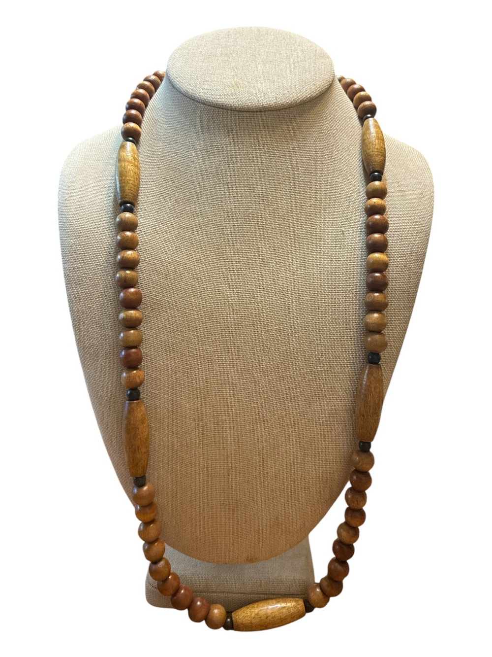 🔵 Natural Brown Wooden Bead Necklace